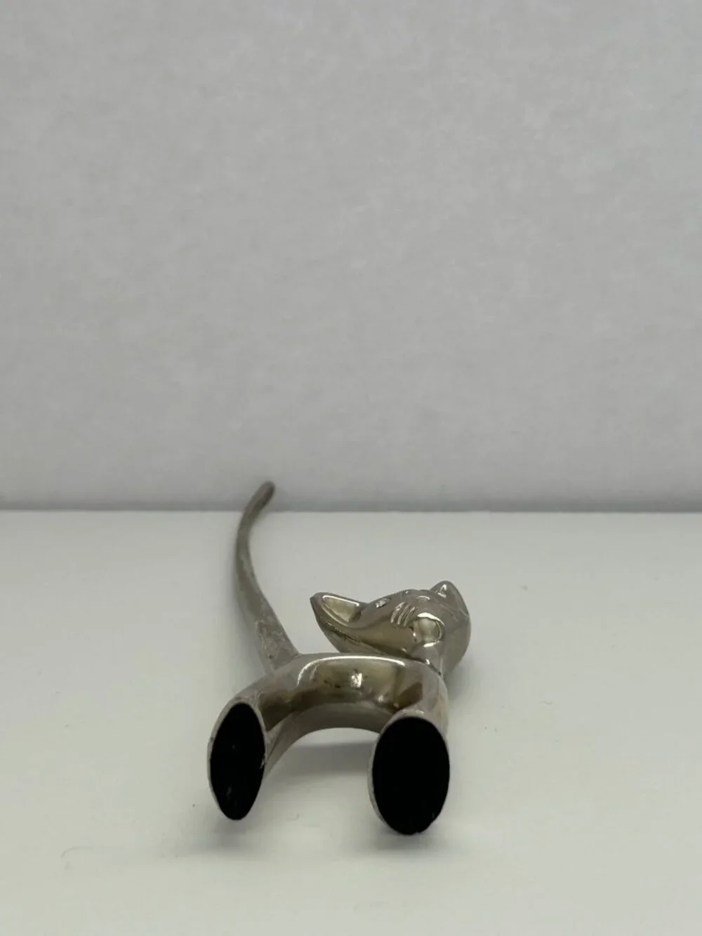 Vintage MCM Chrome Cat Ring Holder Walter Bosse-Style Minimalist Atomic Age